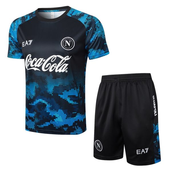 Ensemble Maillot Short Naples 2024 2025 Bleu Noir