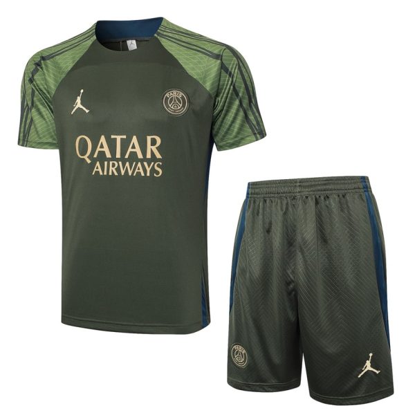 Ensemble Maillot Short PSG 2024 2025 Vert Fonc??