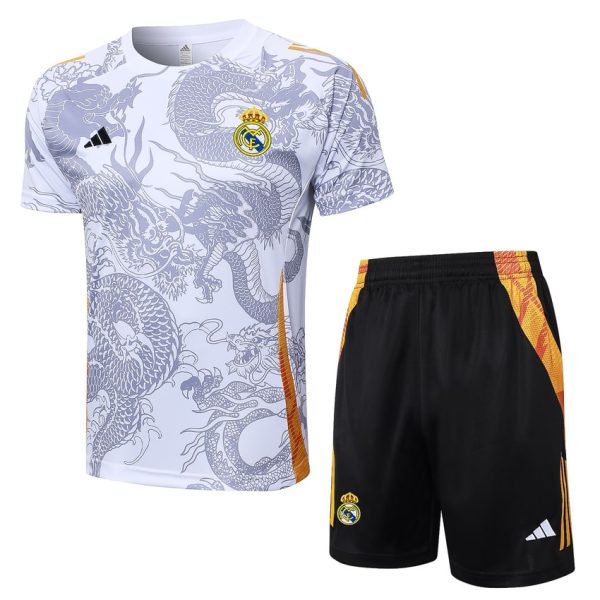 Ensemble Maillot Short Real Madrid 2024 2025 Blanc Dragon Gris