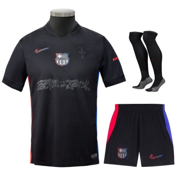 Maillot Kit Enfant Barca Exterieur 2024 2025 Travis Scott