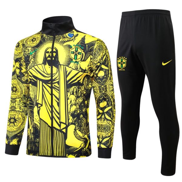 Survetement Bresil Veste 2024 2025 Jaune Motif
